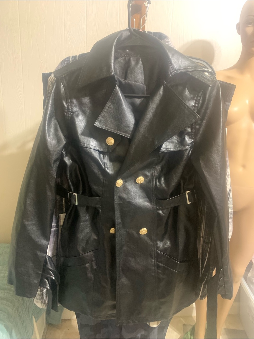 SCACTO Black Faux Leather Jacket - Tagged